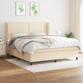 Box spring bed with cream fabric mattress 160x200 cm by , Beds and slatted bases - Ref: Foro24-3127898, Price: 604,70 €, Disc...