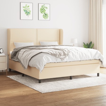 Box spring bed with cream fabric mattress 160x200 cm by , Beds and slatted bases - Ref: Foro24-3127898, Price: 602,99 €, Disc...