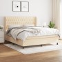 Cama box spring con colchón tela color crema 180x200 cm de , Camas y somieres - Ref: Foro24-3128226, Precio: 661,56 €, Descue...