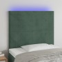 Headboard with LED lights dark green velvet 90x5x118/128 cm by , Headboards and footboards - Ref: Foro24-3122183, Price: 75,7...