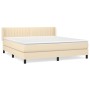 Cama box spring con colchón tela color crema 180x200 cm de , Camas y somieres - Ref: Foro24-3129894, Precio: 577,57 €, Descue...