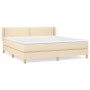 Cama box spring con colchón tela color crema 180x200 cm de , Camas y somieres - Ref: Foro24-3130214, Precio: 546,99 €, Descue...