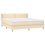 Cama box spring con colchón tela color crema 180x200 cm de , Camas y somieres - Ref: Foro24-3130214, Precio: 544,38 €, Descue...