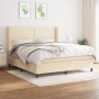 Cama box spring con colchón tela color crema 180x200 cm de , Camas y somieres - Ref: Foro24-3131374, Precio: 603,99 €, Descue...