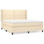 Cama box spring con colchón tela color crema 180x200 cm de , Camas y somieres - Ref: Foro24-3131374, Precio: 603,99 €, Descue...