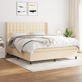 Box spring bed with cream fabric mattress 180x200 cm by , Beds and slatted bases - Ref: Foro24-3131774, Price: 635,72 €, Disc...