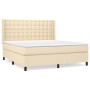 Cama box spring con colchón tela color crema 180x200 cm de , Camas y somieres - Ref: Foro24-3131774, Precio: 624,72 €, Descue...