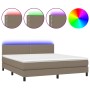 Boxspringbett mit Matratze und LED-Leuchten taupegrauer Stoff 160x200 cm von , Betten und Lattenroste - Ref: Foro24-3133089, ...