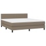 Box spring bed with mattress and LED lights taupe gray fabric 160x200 cm by , Beds and slatted bases - Ref: Foro24-3133089, P...