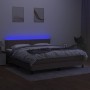 Box spring bed with mattress and LED lights taupe gray fabric 160x200 cm by , Beds and slatted bases - Ref: Foro24-3133089, P...