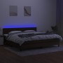 Cama box spring colchón luces LED tela marrón oscuro 200x200 cm de , Camas y somieres - Ref: Foro24-3133344, Precio: 583,70 €...