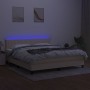 Cama box spring colchón y luces LED tela crema 180x200 cm de , Camas y somieres - Ref: Foro24-3133338, Precio: 578,54 €, Desc...