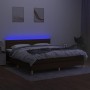 Cama box spring con colchón LED tela marrón oscuro 180x200 cm de , Camas y somieres - Ref: Foro24-3133816, Precio: 545,55 €, ...