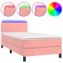 Box spring bed with mattress and LED pink velvet 100x200 cm by , Beds and slatted bases - Ref: Foro24-3134272, Price: 328,16 ...