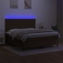 Box spring bed mattress LED lights dark brown fabric 180x200cm by , Beds and slatted bases - Ref: Foro24-3134976, Price: 626,...