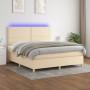 Box spring bed mattress and LED lights cream fabric 180x200 cm by , Beds and slatted bases - Ref: Foro24-3135378, Price: 644,...