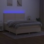 Box spring bed mattress and LED lights cream fabric 180x200 cm by , Beds and slatted bases - Ref: Foro24-3135378, Price: 644,...