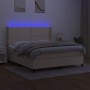 Cama box spring colchón y luces LED tela crema 180x200 cm de , Camas y somieres - Ref: Foro24-3138258, Precio: 611,91 €, Desc...