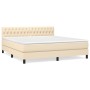 Cama box spring con colchón tela color crema 180x200 cm de , Camas y somieres - Ref: Foro24-3140318, Precio: 569,81 €, Descue...