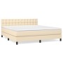 Cama box spring con colchón tela color crema 180x200 cm de , Camas y somieres - Ref: Foro24-3140398, Precio: 555,83 €, Descue...