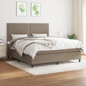 Box spring bed with taupe gray fabric mattress 180x200 cm by , Beds and slatted bases - Ref: Foro24-3141717, Price: 616,27 €,...