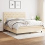 Cama box spring con colchón tela color crema 180x200 cm de , Camas y somieres - Ref: Foro24-3142038, Precio: 646,48 €, Descue...