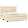 Cama box spring con colchón tela color crema 180x200 cm de , Camas y somieres - Ref: Foro24-3142038, Precio: 646,48 €, Descue...