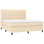 Cama box spring con colchón tela color crema 180x200 cm de , Camas y somieres - Ref: Foro24-3142038, Precio: 646,48 €, Descue...