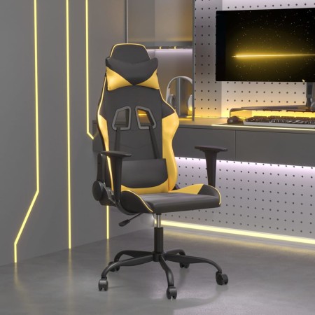 Silla gaming cuero sintético negro y dorado de , Sillones para videojuegos - Ref: Foro24-3143643, Precio: 122,74 €, Descuento: %