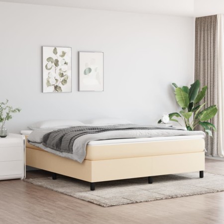 Cama box spring con colchón tela color crema 180x200 cm de , Camas y somieres - Ref: Foro24-3144444, Precio: 489,47 €, Descue...