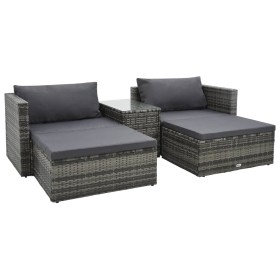 5-teiliges Gartenmöbel-Set und graue synthetische Rattankissen von vidaXL, Gartensets - Ref: Foro24-47814, Preis: 382,99 €, R...