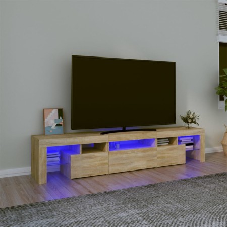 Mueble de TV con luces LED roble Sonoma 200x36,5x40 cm de , Muebles TV - Ref: Foro24-3152812, Precio: 130,99 €, Descuento: %