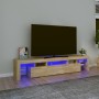 TV cabinet with LED lights Sonoma oak 200x36.5x40 cm by , TV Furniture - Ref: Foro24-3152812, Price: 138,41 €, Discount: %