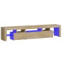 TV cabinet with LED lights Sonoma oak 200x36.5x40 cm by , TV Furniture - Ref: Foro24-3152812, Price: 138,41 €, Discount: %