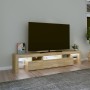 TV cabinet with LED lights Sonoma oak 200x36.5x40 cm by , TV Furniture - Ref: Foro24-3152812, Price: 138,41 €, Discount: %