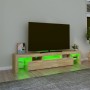 TV cabinet with LED lights Sonoma oak 200x36.5x40 cm by , TV Furniture - Ref: Foro24-3152812, Price: 138,41 €, Discount: %