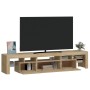 TV cabinet with LED lights Sonoma oak 200x36.5x40 cm by , TV Furniture - Ref: Foro24-3152812, Price: 138,41 €, Discount: %