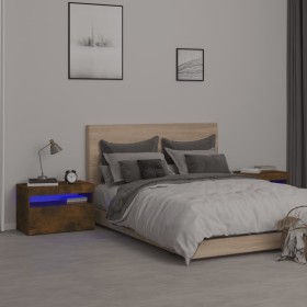 Bedside tables with LED lights 2 pcs smoked oak 60x35x40 cm by , Nightstands - Ref: Foro24-3152827, Price: 72,72 €, Discount: %