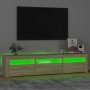 TV cabinet with LED lights Sonoma oak 180x35x40 cm by , TV Furniture - Ref: Foro24-3152756, Price: 119,95 €, Discount: %