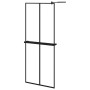 Shower screen with ESG glass and black aluminum shelf 80x195 cm by , Shower walls and screens - Ref: Foro24-3185444, Price: 2...