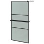 Shower screen with ESG glass shelf and black aluminum 100x195cm by , Shower walls and screens - Ref: Foro24-3185478, Price: 2...