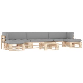 6-piece pallet furniture and impregnated pine wood cushions by , Garden sets - Ref: Foro24-3066963, Price: 463,35 €, Discount: %