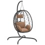 Ei-Hängesessel aus Stahl und synthetischem Rattan mit taupefarbenem Kissen von , Gartenwippen - Ref: Foro24-360047, Preis: 19...