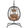 Ei-Hängesessel aus Stahl und synthetischem Rattan mit taupefarbenem Kissen von , Gartenwippen - Ref: Foro24-360047, Preis: 19...