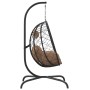 Ei-Hängesessel aus Stahl und synthetischem Rattan mit taupefarbenem Kissen von , Gartenwippen - Ref: Foro24-360047, Preis: 19...