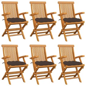 Garden chairs 6 units teak wood with taupe gray cushions by , Garden chairs - Ref: Foro24-3062564, Price: 409,63 €, Discount: %