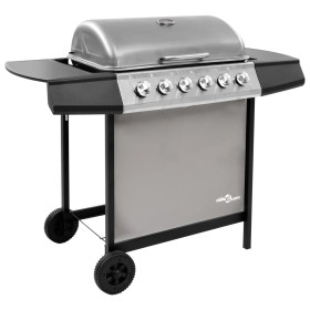 Gas barbecue with 6 black and silver burners by , Barbecues - Ref: Foro24-3053630, Price: 279,99 €, Discount: %