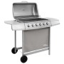 Barbacoa de gas con 6 fogones plateada de , Barbacoas - Ref: Foro24-3053632, Precio: 289,72 €, Descuento: %