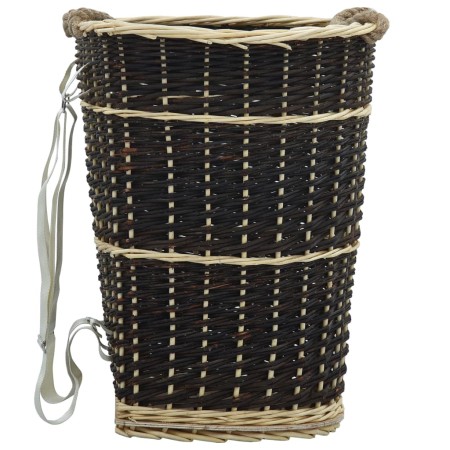 Firewood basket with natural willow straps for transport, 50x44x58cm. by vidaXL, Firewood bags and holders - Ref: Foro24-2869...