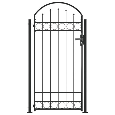 Fence gate with arch and 2 posts black 105x204 cm by , garden gates - Ref: Foro24-145751, Price: 172,79 €, Discount: %